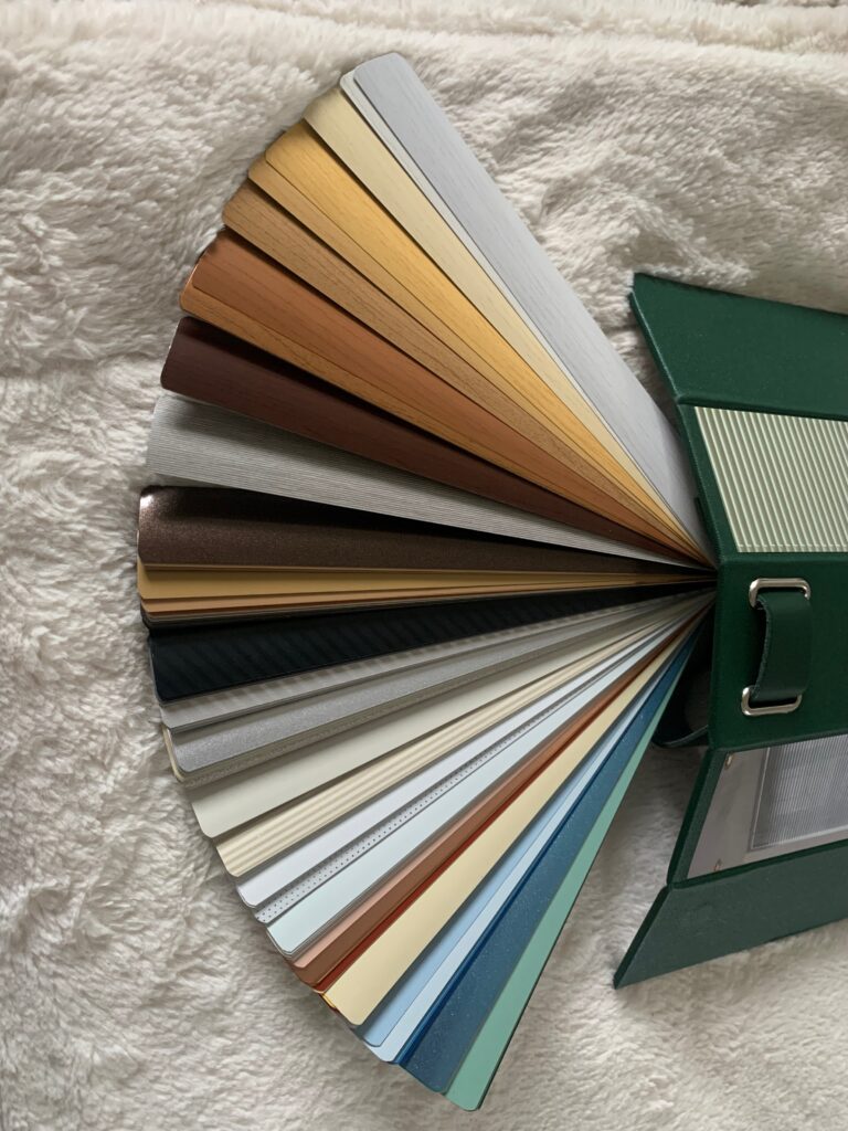 Aluminium venetian swatch Metal Aluminium blind colours